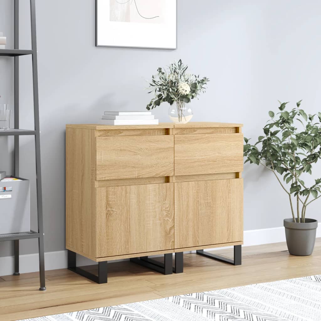 vidaXL Sideboards 2 pcs Sonoma Oak 40x35x70 cm Engineered Wood