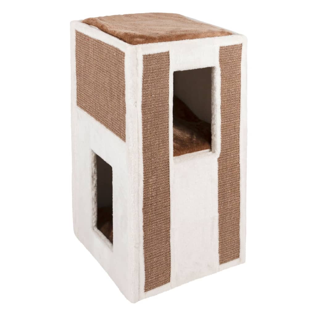 Kerbl Cat Scratching Barrel Galina 40x40x78 cm White and Brown