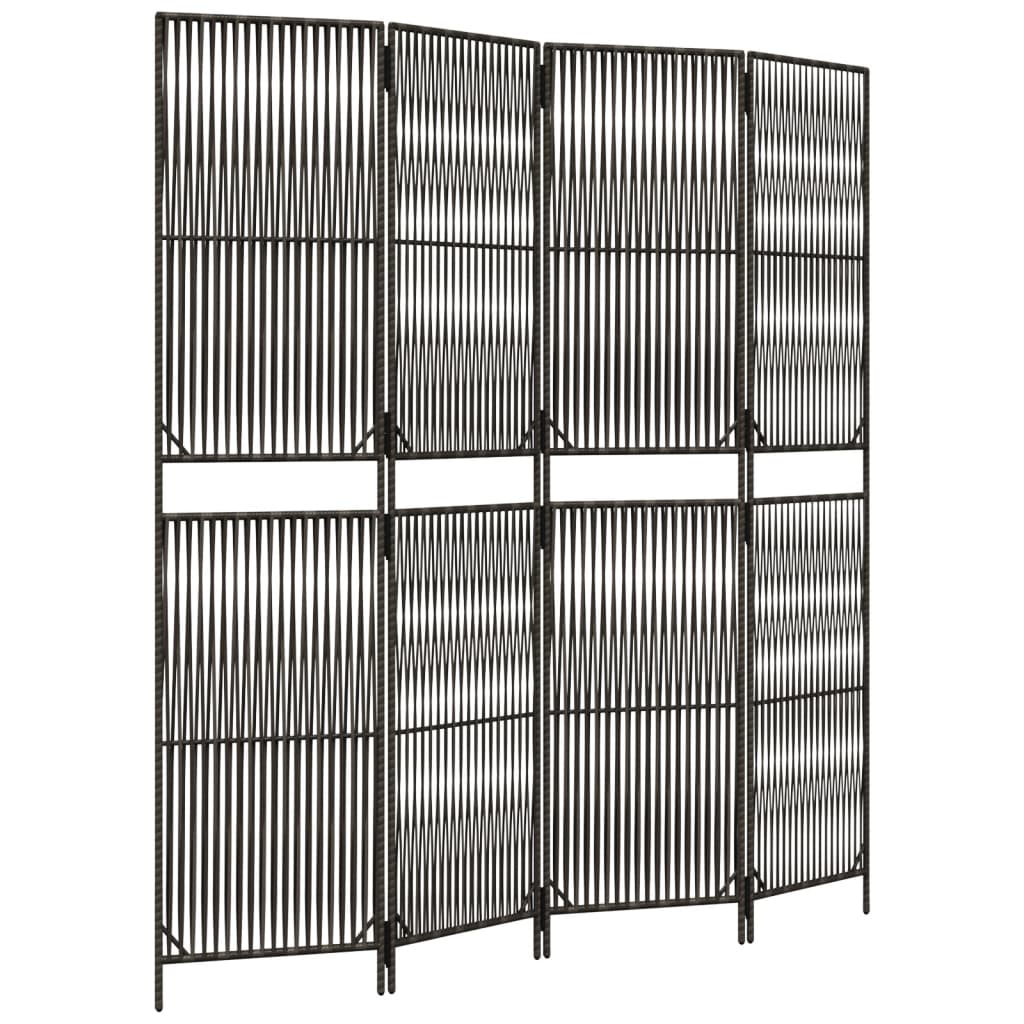 vidaXL Room Divider 4 Panels Grey Poly Rattan