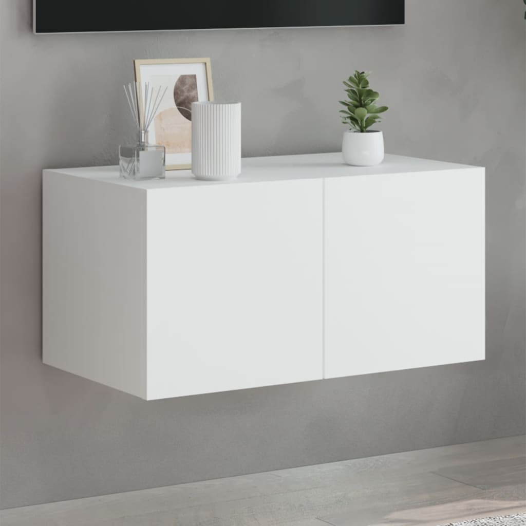 vidaXL TV Wall Cabinet with LED Lights White 60x35x31 cm