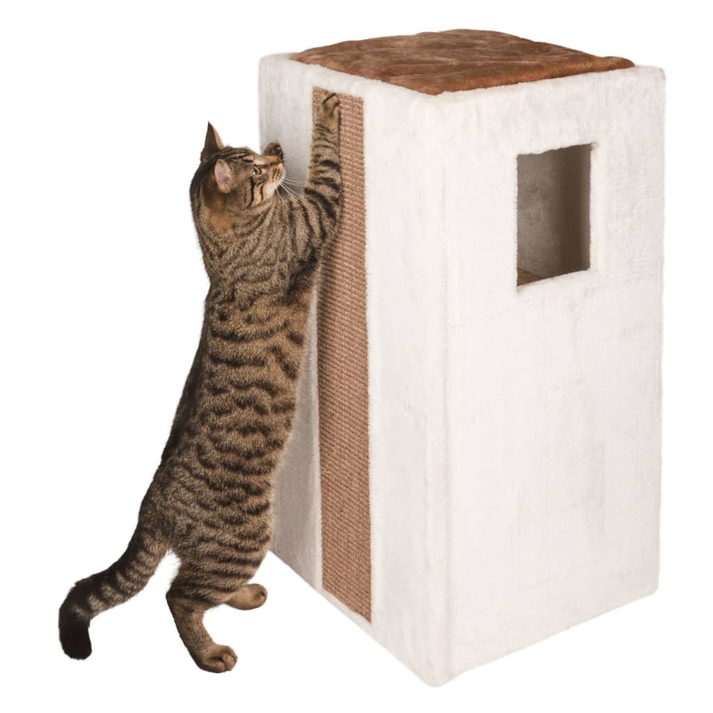 Kerbl Cat Scratching Barrel Galina 40x40x78 cm White and Brown