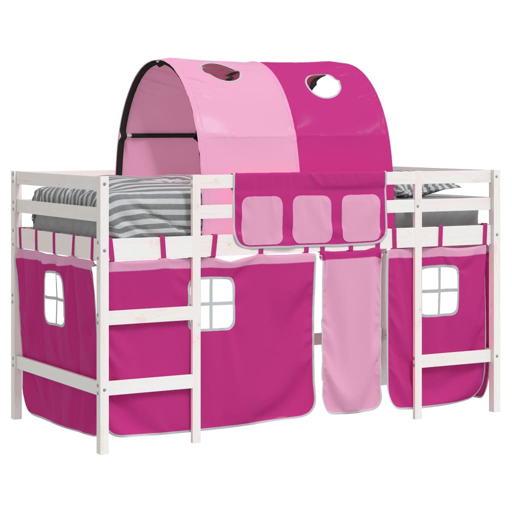 vidaXL Kids' Loft Bed with Tunnel without Mattress Pink 80x200 cm