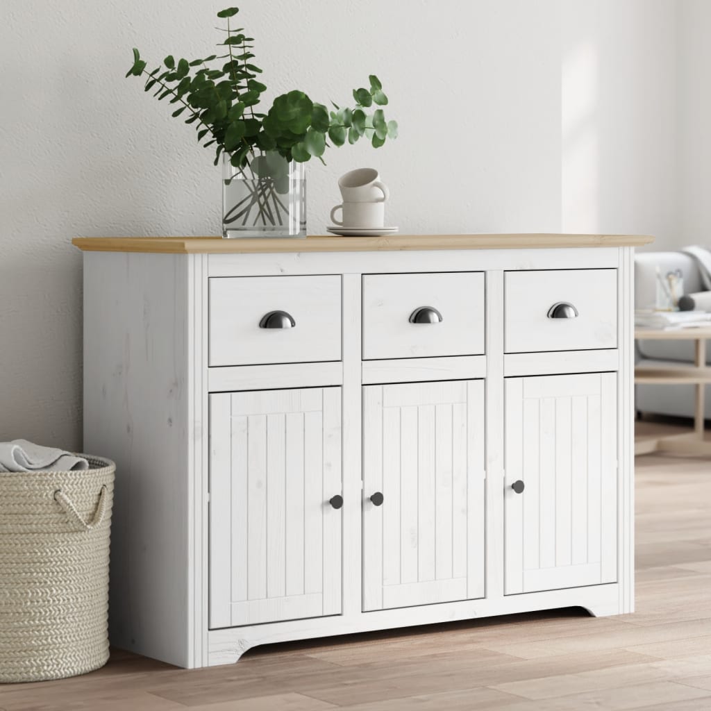 vidaXL Sideboard BODO White and Brown 115x43x79.5 cm Solid Wood Pine