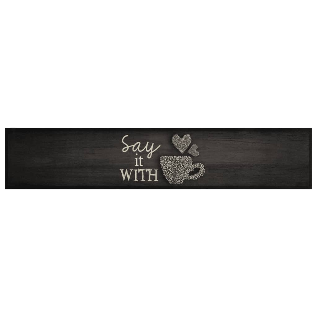 vidaXL Kitchen Rug Washable Cup Black 60x300 cm Velvet