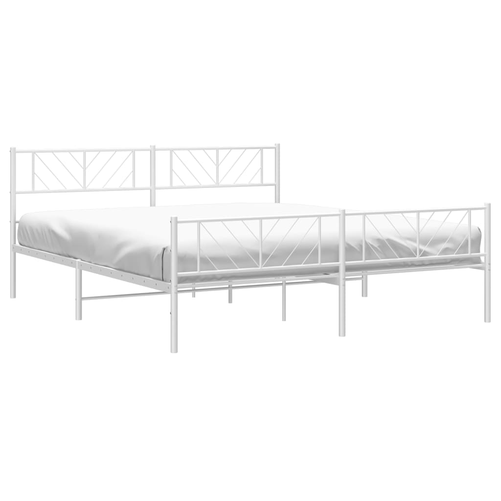 vidaXL Metal Bed Frame without Mattress with Footboard White 200x200 cm