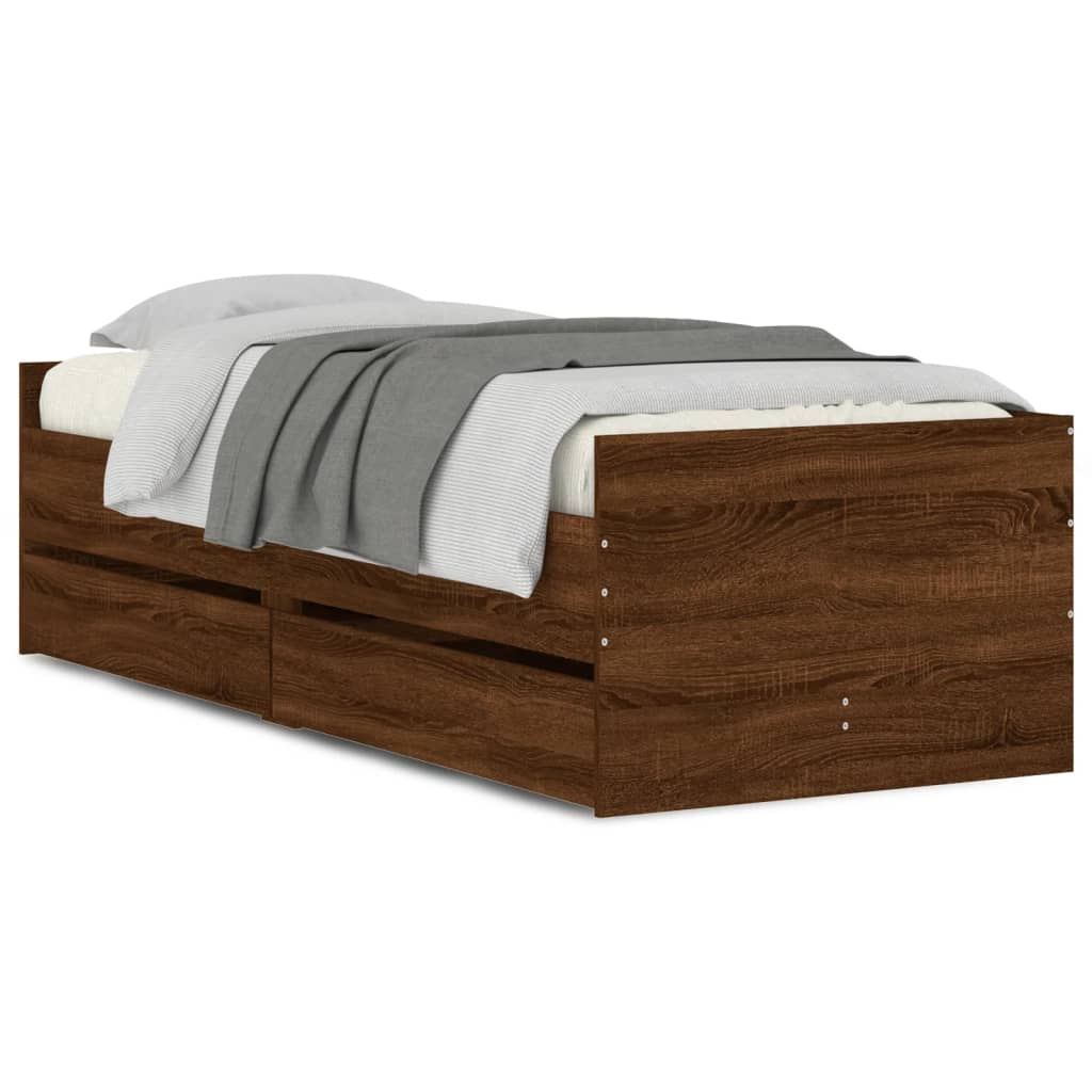 vidaXL Bed Frame without Mattress Brown Oak 75x190 cm Small Single