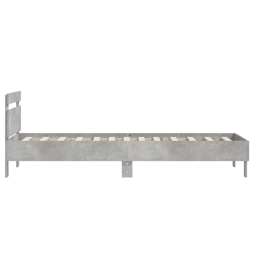 vidaXL Bed Frame without Mattress with Headboard Concrete Grey 75x190 cm Small Single