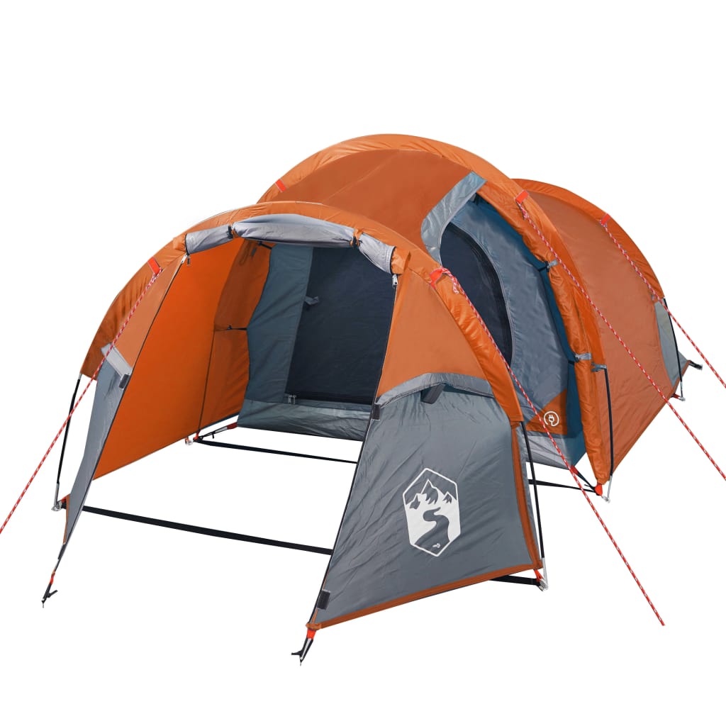 vidaXL Camping Tent Tunnel 3-Person Orange Waterproof