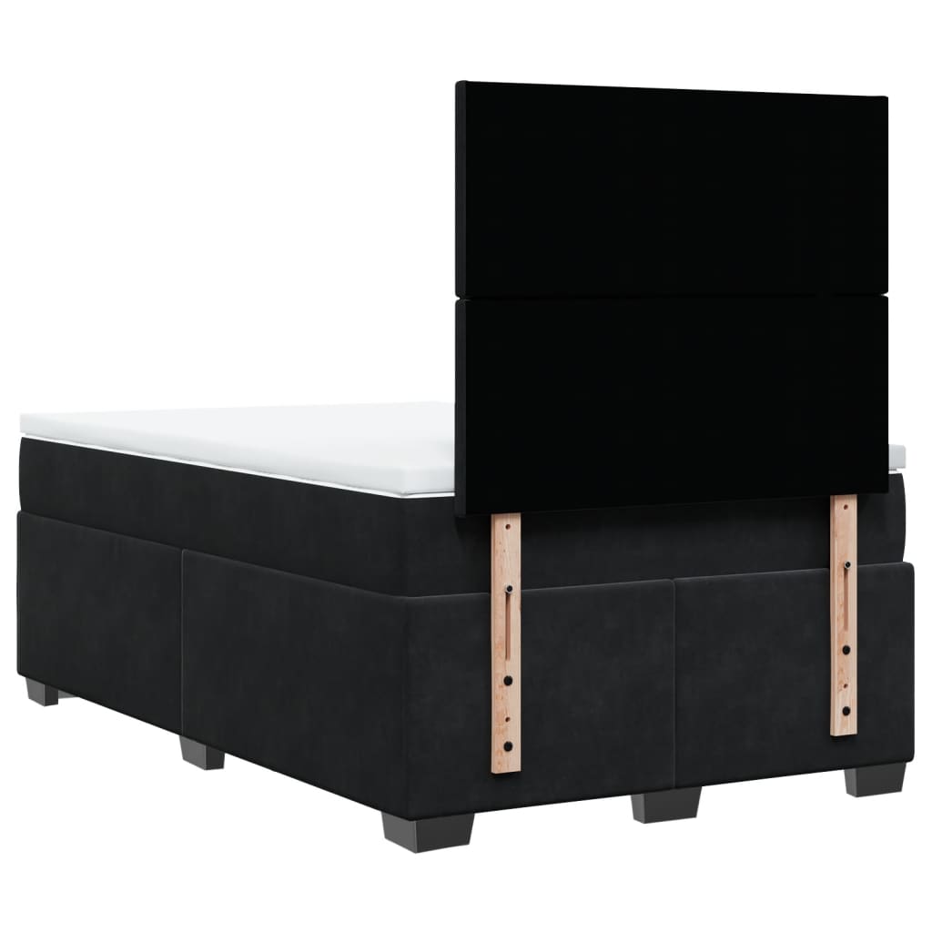 vidaXL Box Spring Bed with Mattress Black 120x190 cm Small Double Velvet