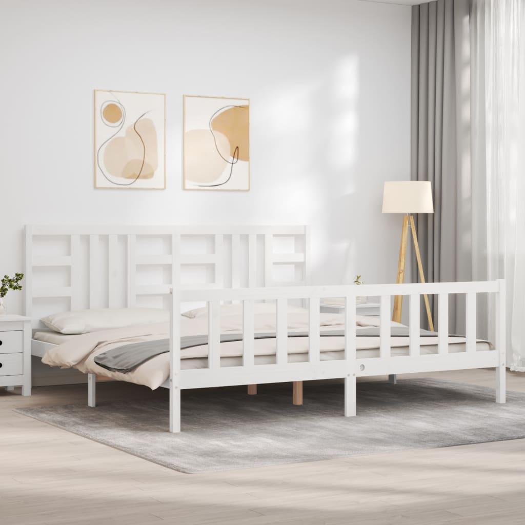 vidaXL Bed Frame without Mattress White 200x200 cm Solid Wood Pine