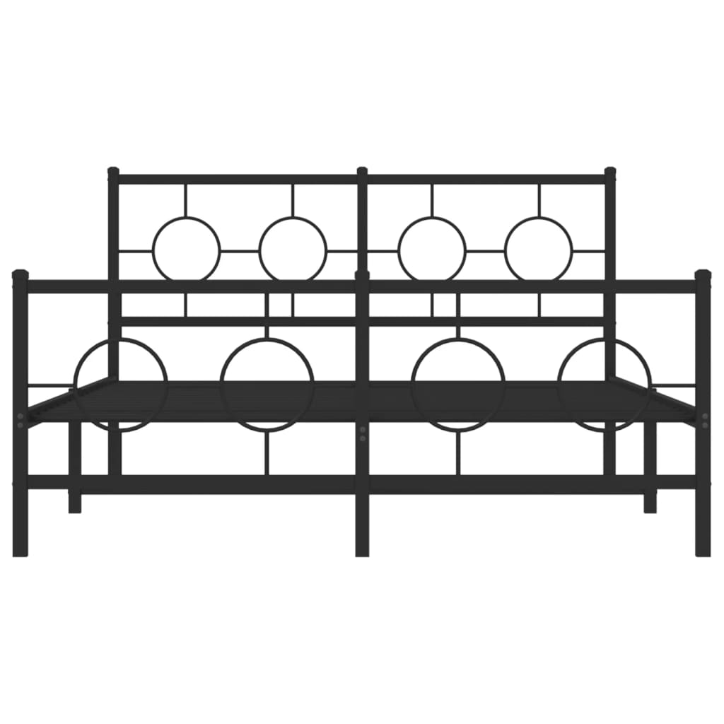 vidaXL Metal Bed Frame without Mattress with Footboard Black 140x200 cm