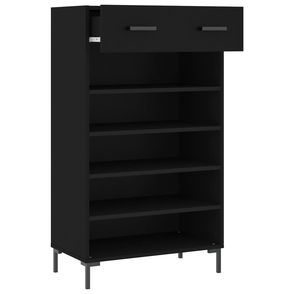 vidaXL Shoe Cabinet Black 60x35x105 cm Engineered Wood