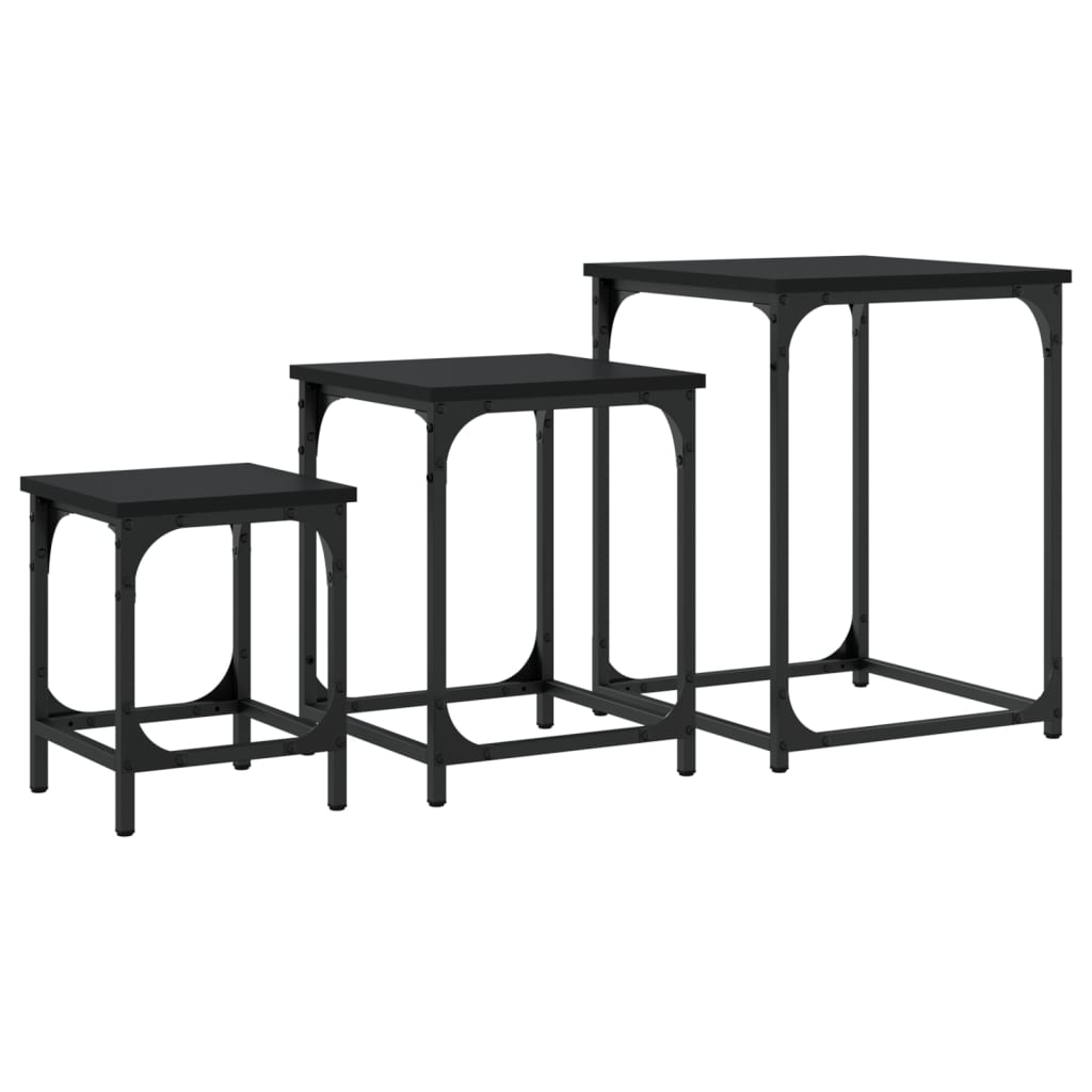 vidaXL Nesting Coffee Tables 3 pcs Black Engineered Wood