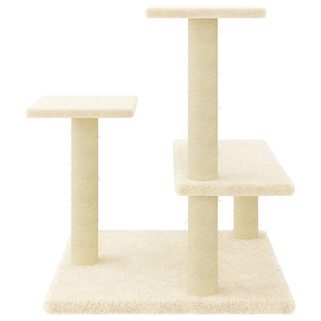 vidaXL Cat Tree with Sisal Scratching Posts Cream 61 cm