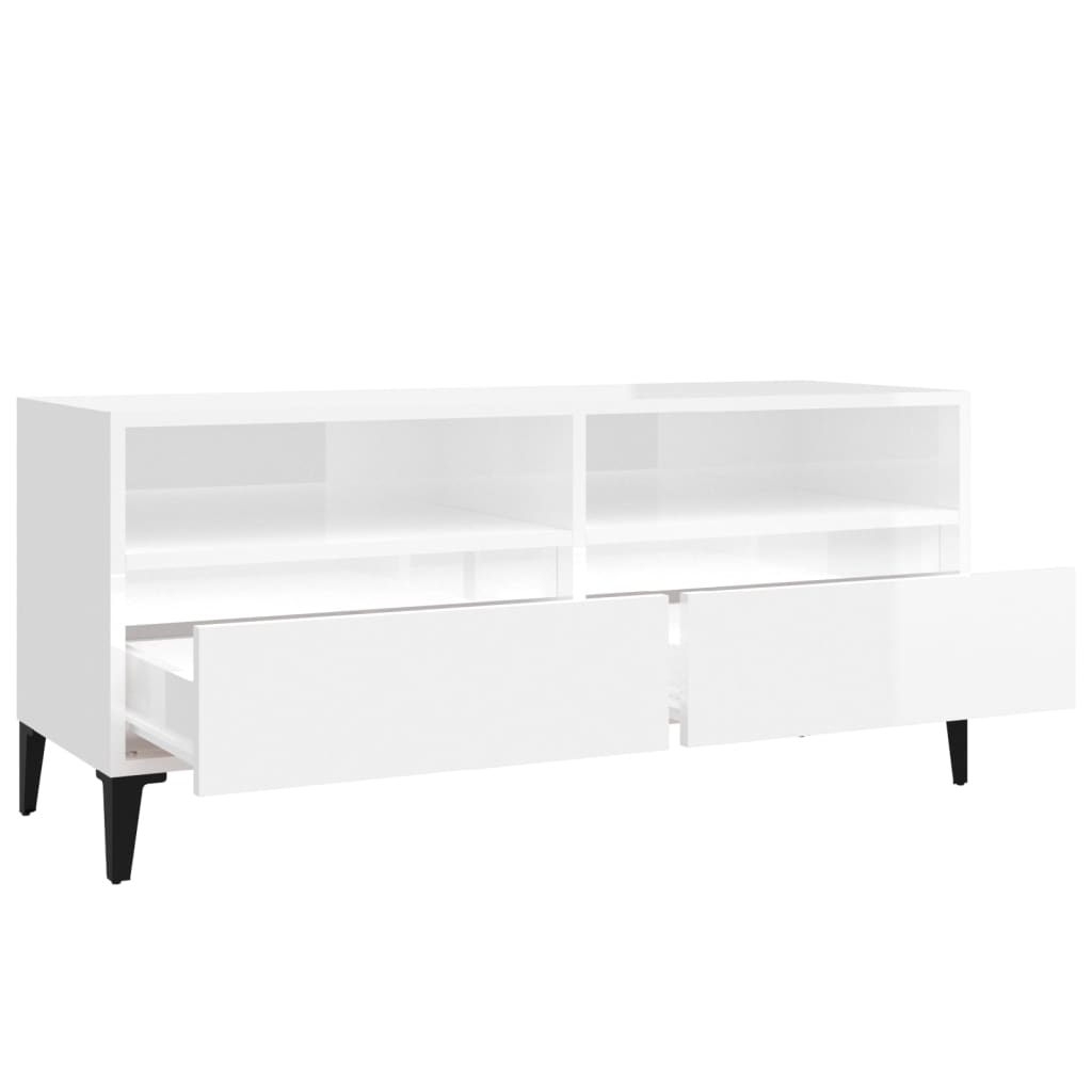 vidaXL TV Cabinet High Gloss White 100x34.5x44.5 cm Engineered Wood