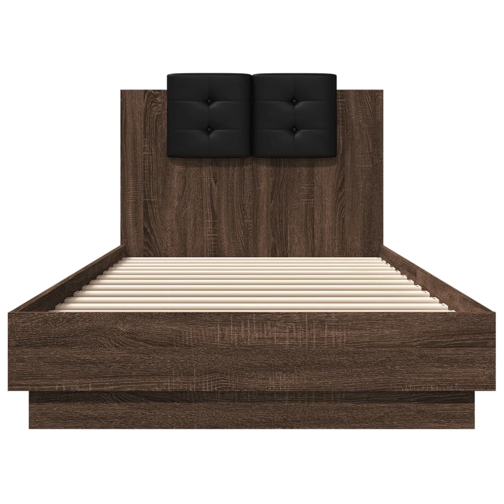 vidaXL Bed Frame with LED without Mattress Brown Oak 100x200 cm