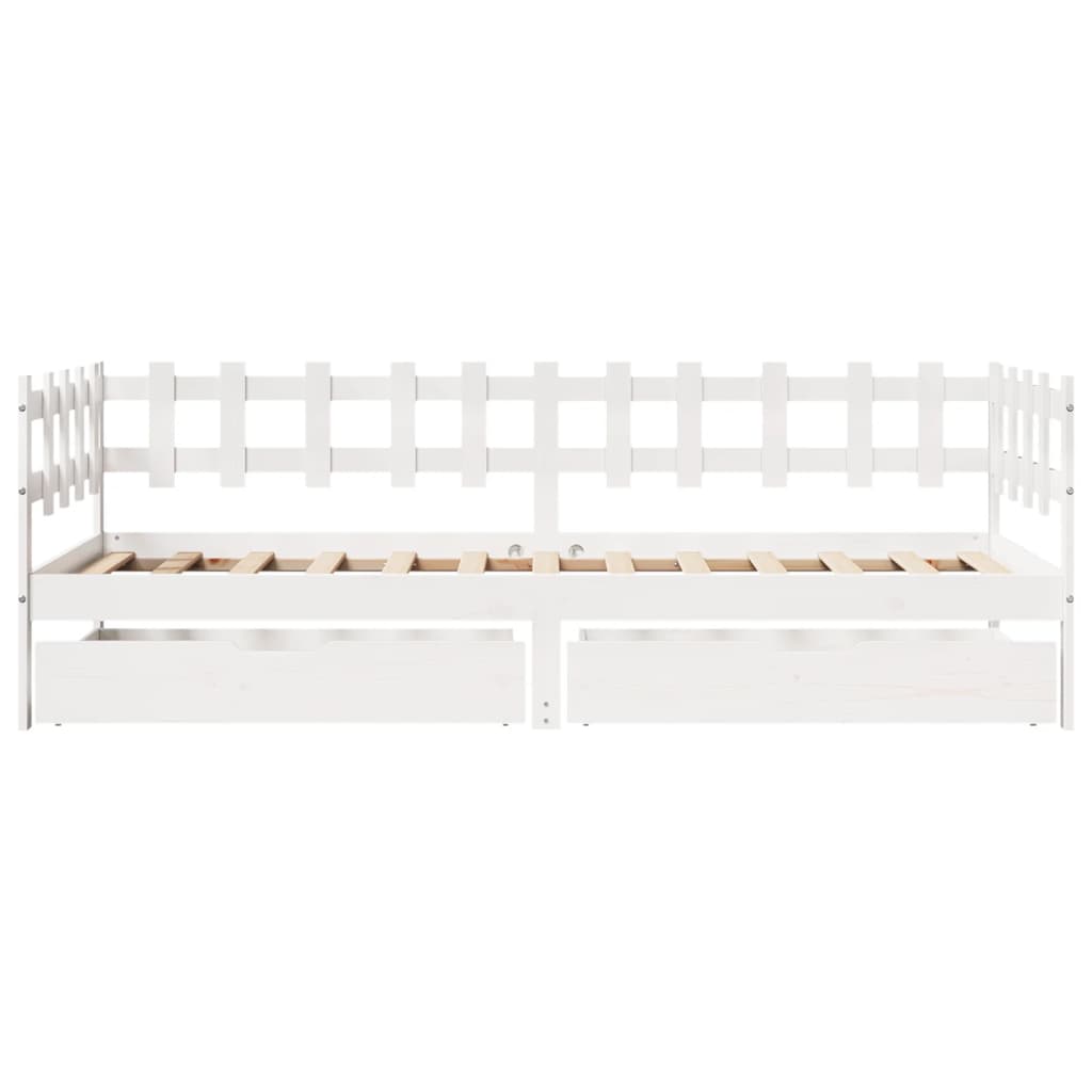 vidaXL Daybed with Drawers without Mattress White 80x200 cm Solid Wood