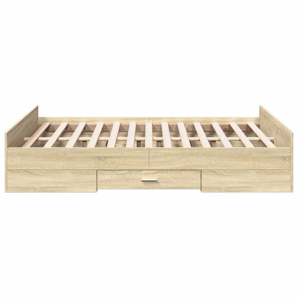 vidaXL Bed Frame with Drawers without Mattress Sonoma Oak 120x200 cm