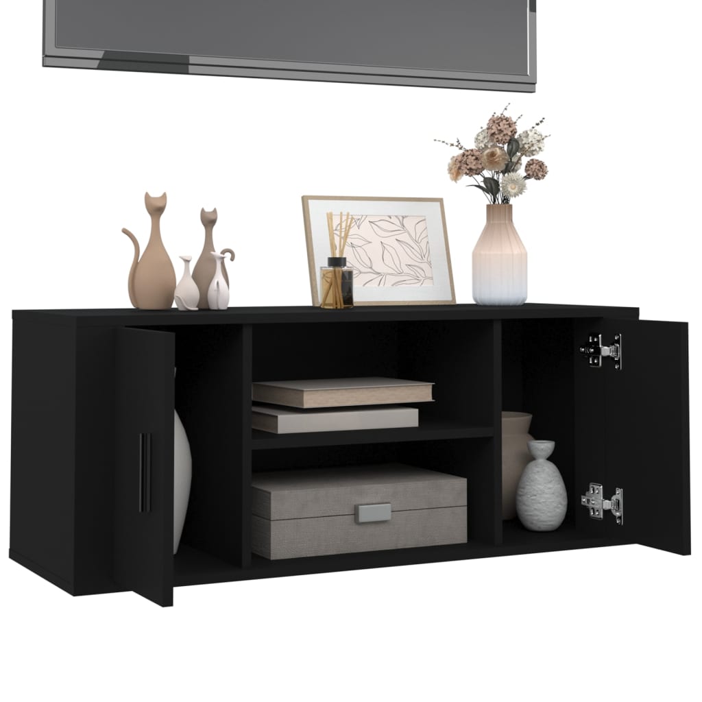 vidaXL TV Cabinet Black 100x35x40 cm Engineered Wood