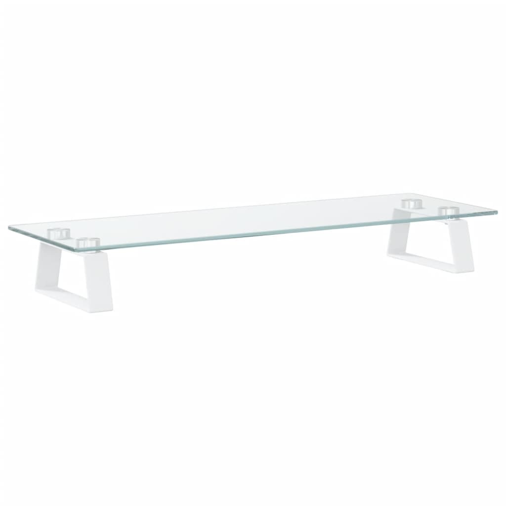 vidaXL Monitor Stand White 60x20x8 cm Tempered Glass and Metal