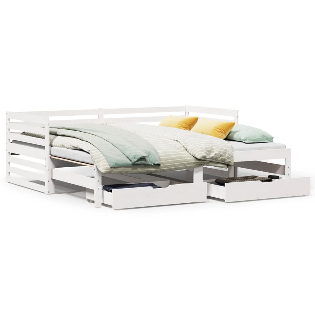 vidaXL Daybed with Drawers without Mattress White 90x200 cm Solid Wood