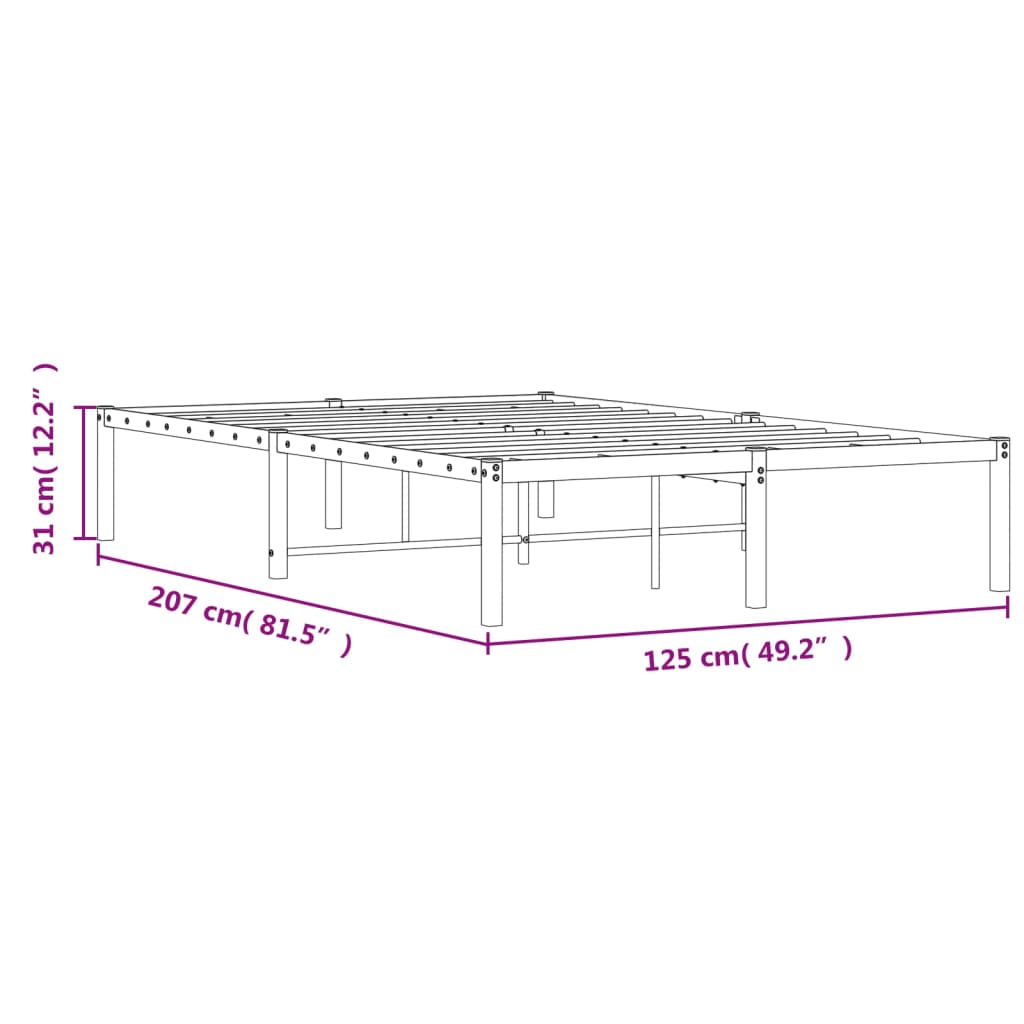 vidaXL Metal Bed Frame without Mattress Black 120x200 cm