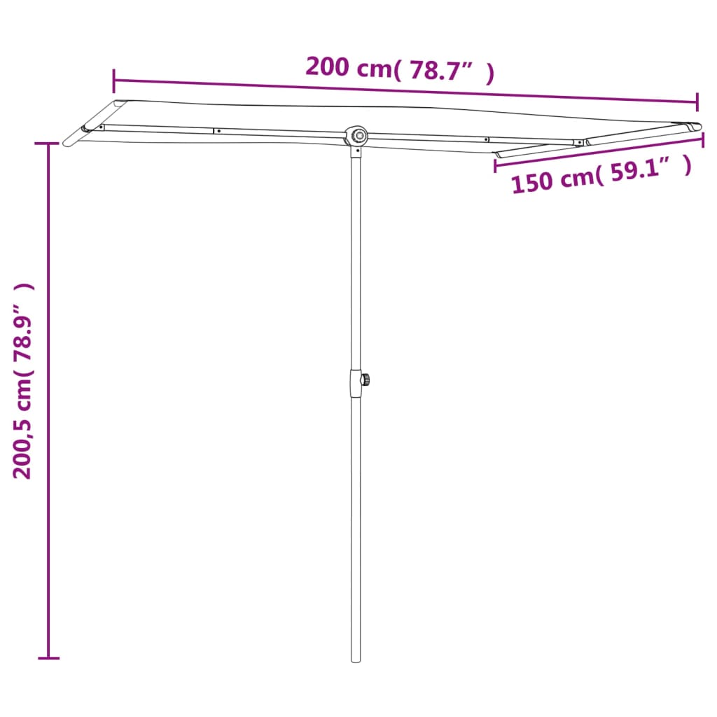 vidaXL Garden Parasol with Aluminium Pole 2x1.5 m Green