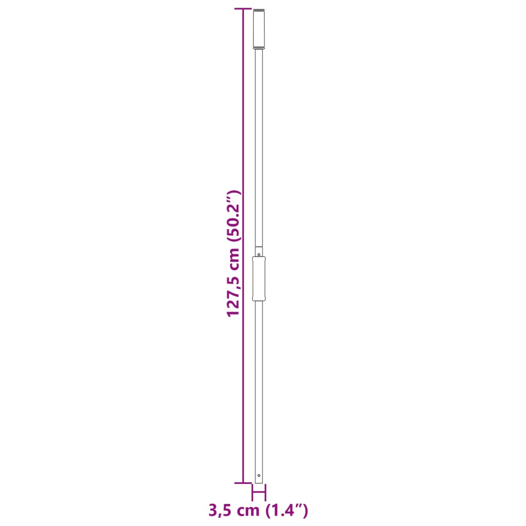 vidaXL Pitchfork Handle Ø3.5x127.5 cm Black Steel