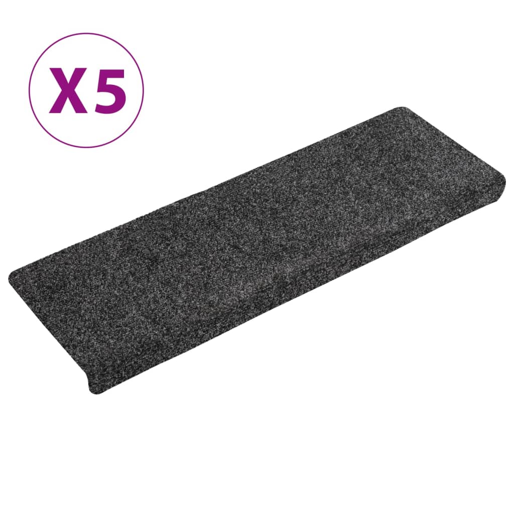 vidaXL Stair Mats 5 pcs Grey 65x21x4 cm Needle Punch