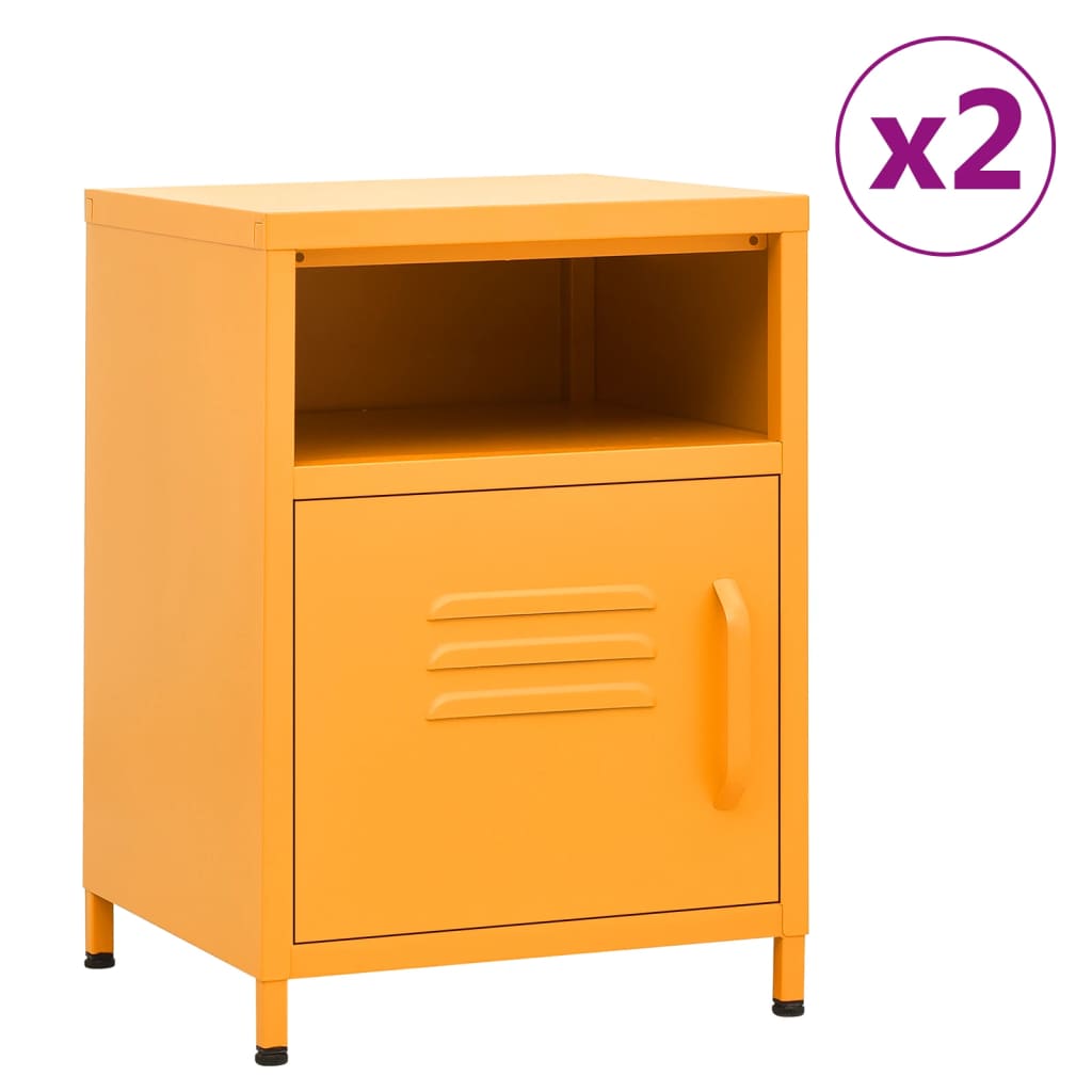 vidaXL Nightstands 2 pcs Mustard Yellow 35x35x51 cm Steel