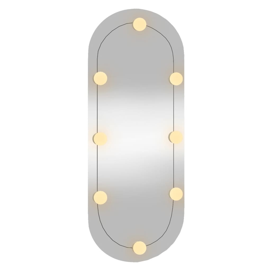 vidaXL Wall Mirror with LED Lights 30x70 cm Glass Oval