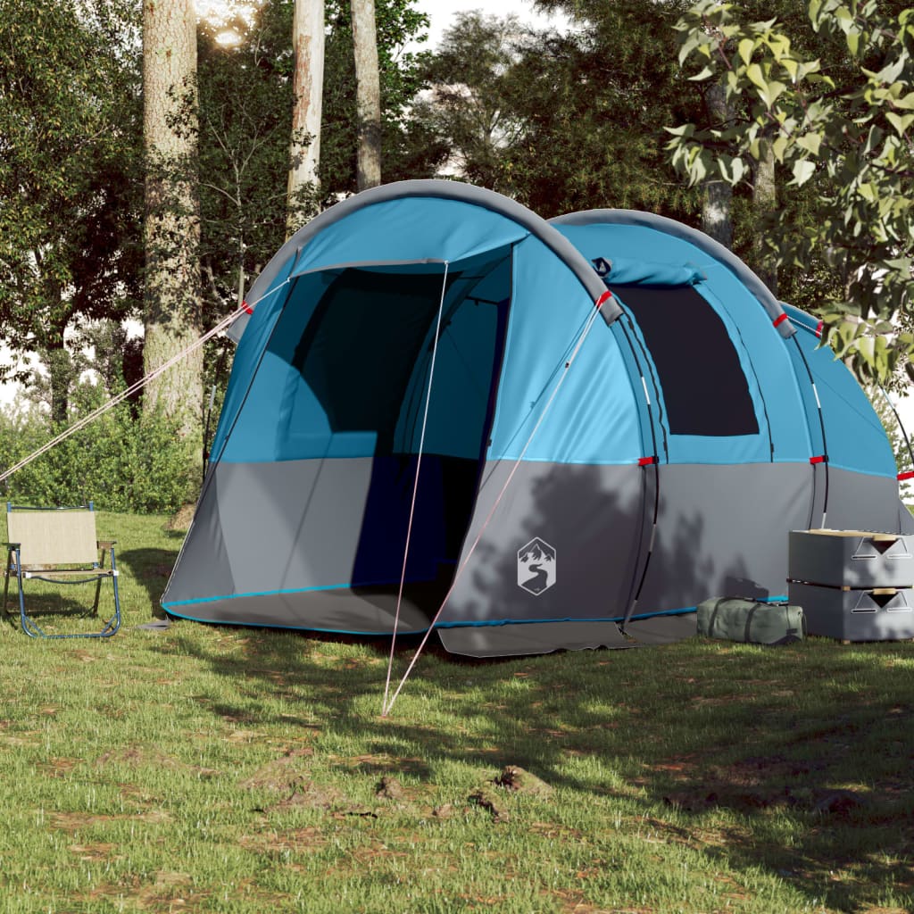 vidaXL Camping Tent Tunnel 4-Person Blue Waterproof