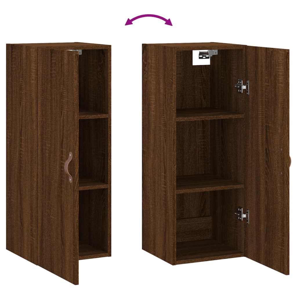 vidaXL Wall Mounted Cabinet Brown Oak 34.5x34x90 cm