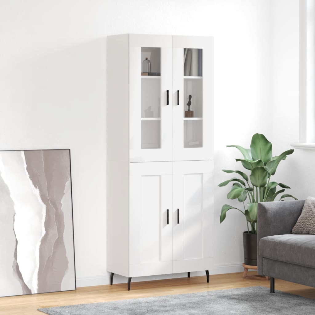 vidaXL Highboard High Gloss White 69.5x34x180 cm Engineered Wood