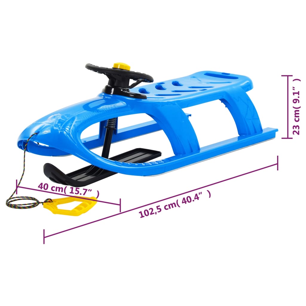 vidaXL Sledge with Wheel Blue 102.5x40x23 cm Polypropylene