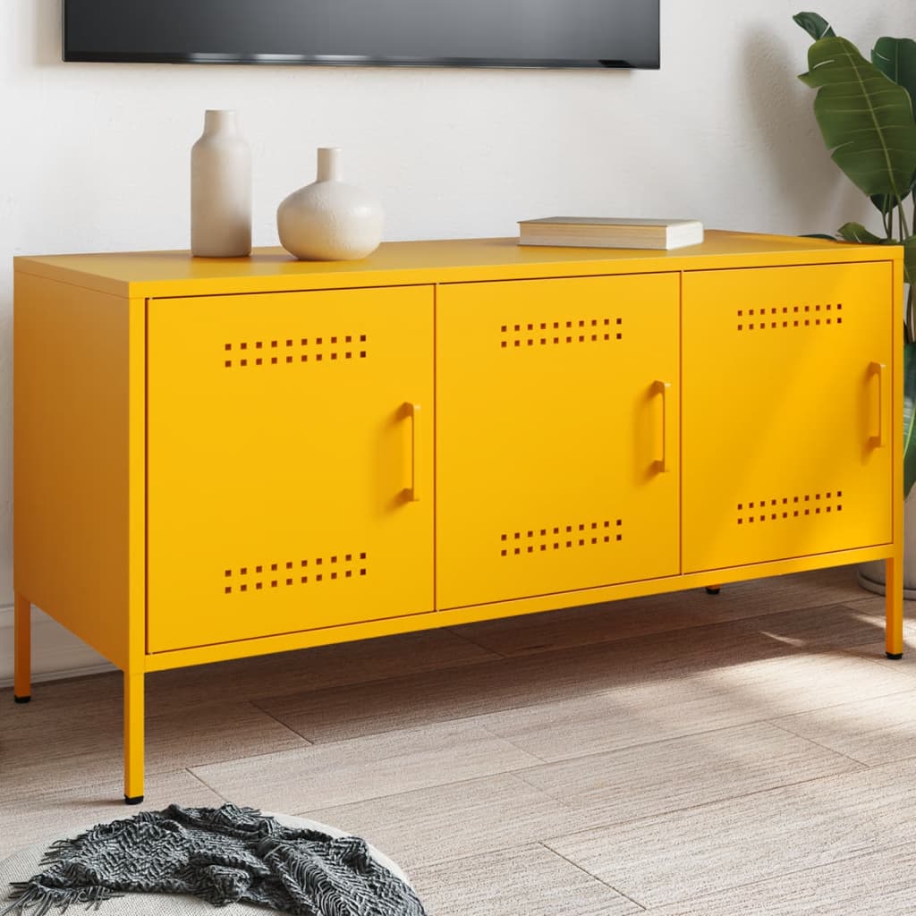 vidaXL TV Cabinet Mustard Yellow 100.5x39x50.5 cm Steel