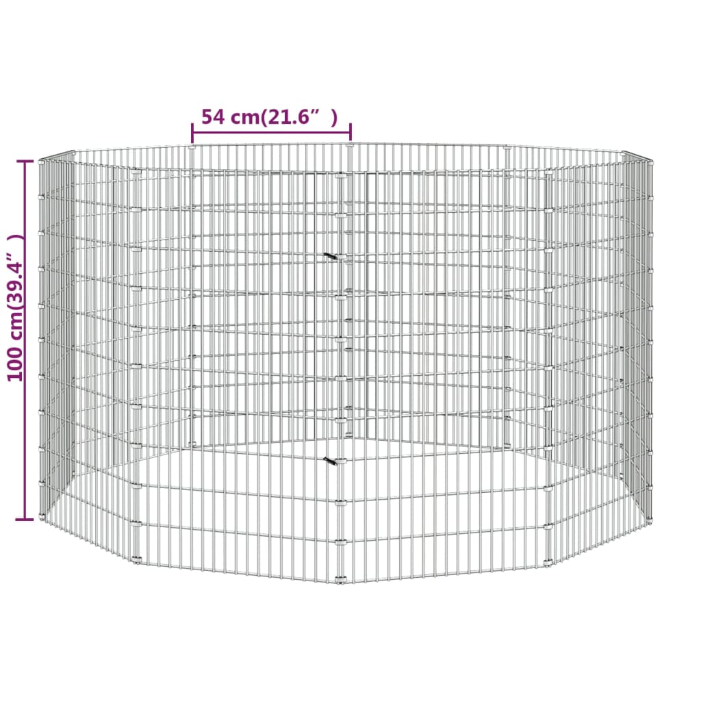 vidaXL Free Range Animal Enclosure 10-Panel 54x100 cm Galvanised Iron