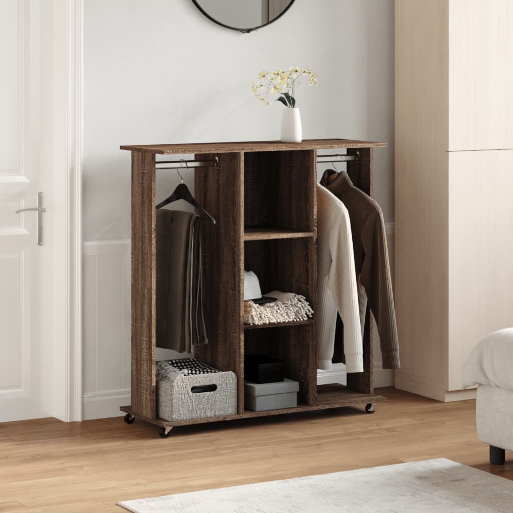 vidaXL Wardrobe with Wheels Brown Oak 102x38x110 cm Engineered Wood