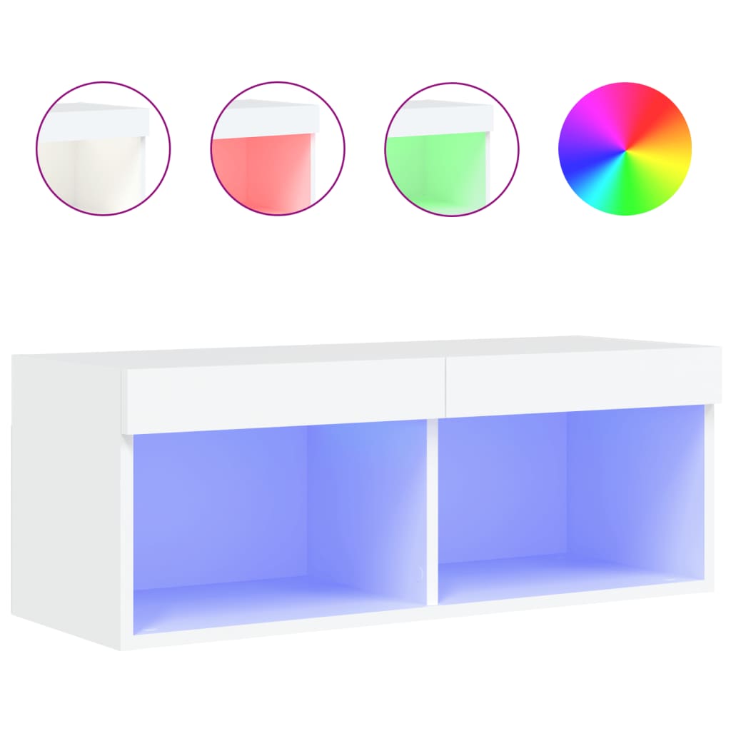 vidaXL TV Cabinet with LED Lights White 80x30x30 cm