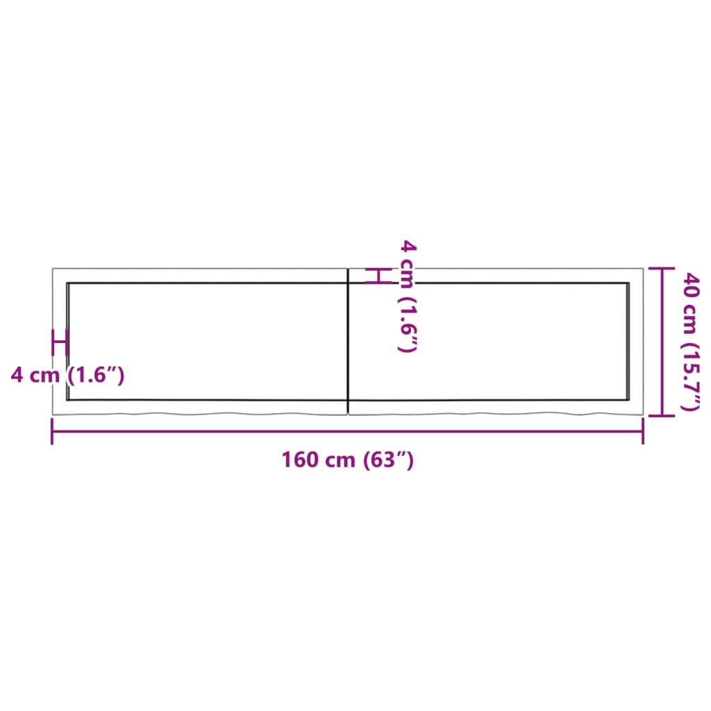 vidaXL Bathroom Countertop Dark Brown 160x40x(2-4) cm Treated Solid Wood