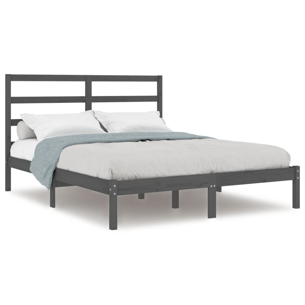 vidaXL Bed Frame without Mattress Grey 150x200 cm King Size Solid Wood