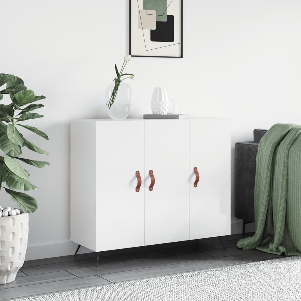 vidaXL Sideboard High Gloss White 90x34x80 cm Engineered Wood