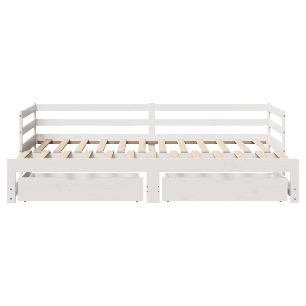 vidaXL Daybed with Trundle and Drawers without Mattress White 90x190 cm Single