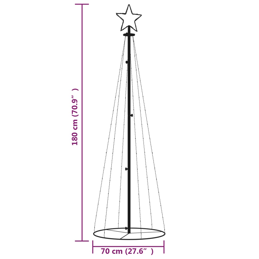 vidaXL Christmas Cone Tree Blue 108 LEDs 70x180 cm