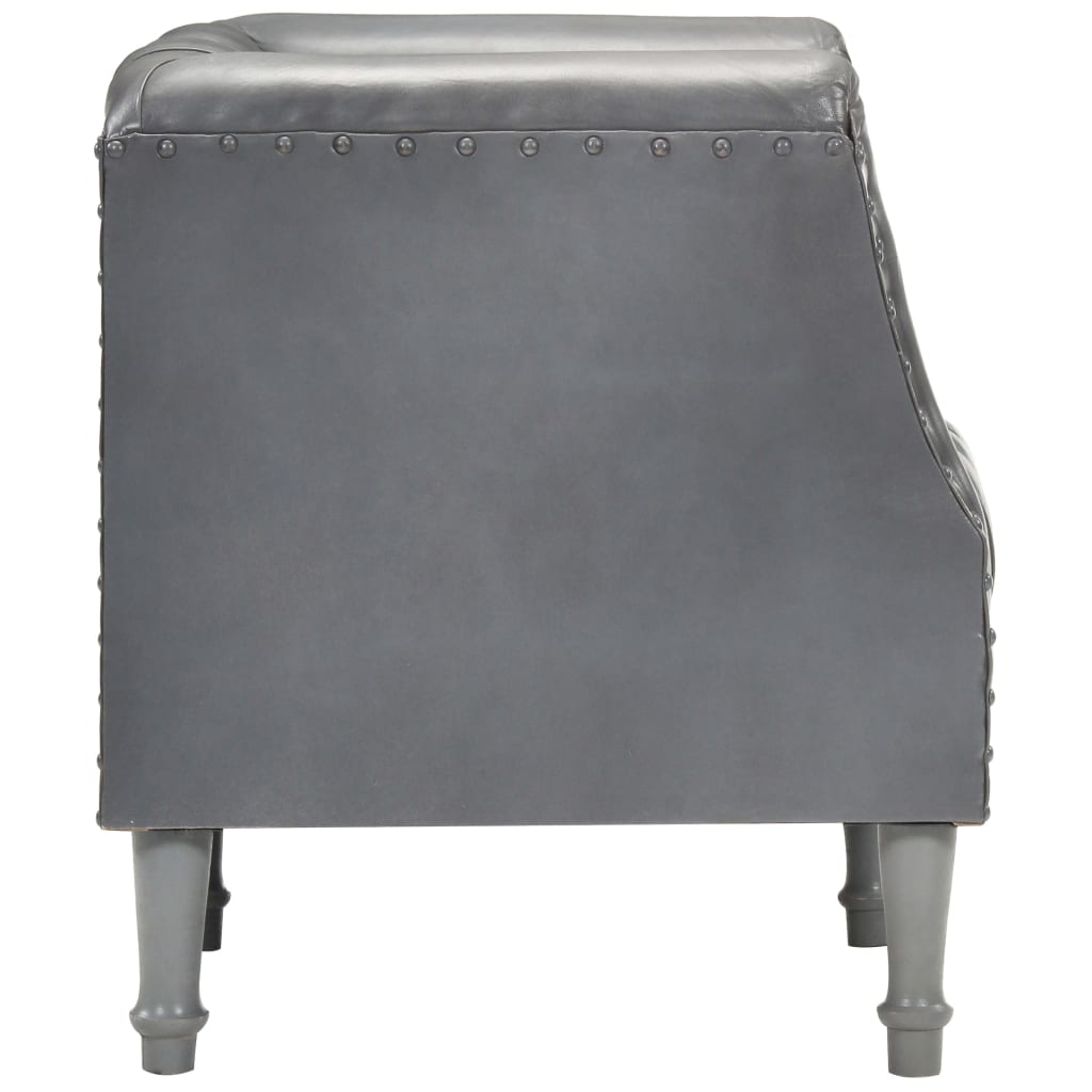 vidaXL Tub Chair Grey Real Goat Leather