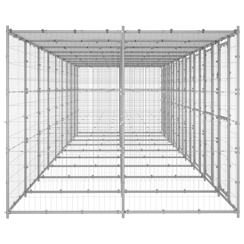 vidaXL Outdoor Dog Kennel Galvanised Steel with Roof 21.78 m²