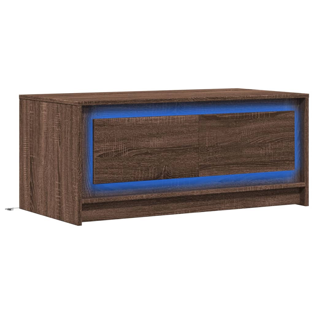 vidaXL Coffee Table with LED Lights Brown Oak Engineered Wood