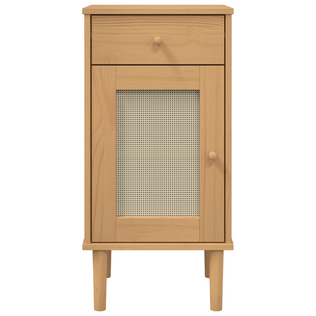 vidaXL Bedside Cabinet SENJA Rattan Look Brown 40x35x80 cm Solid Wood Pine