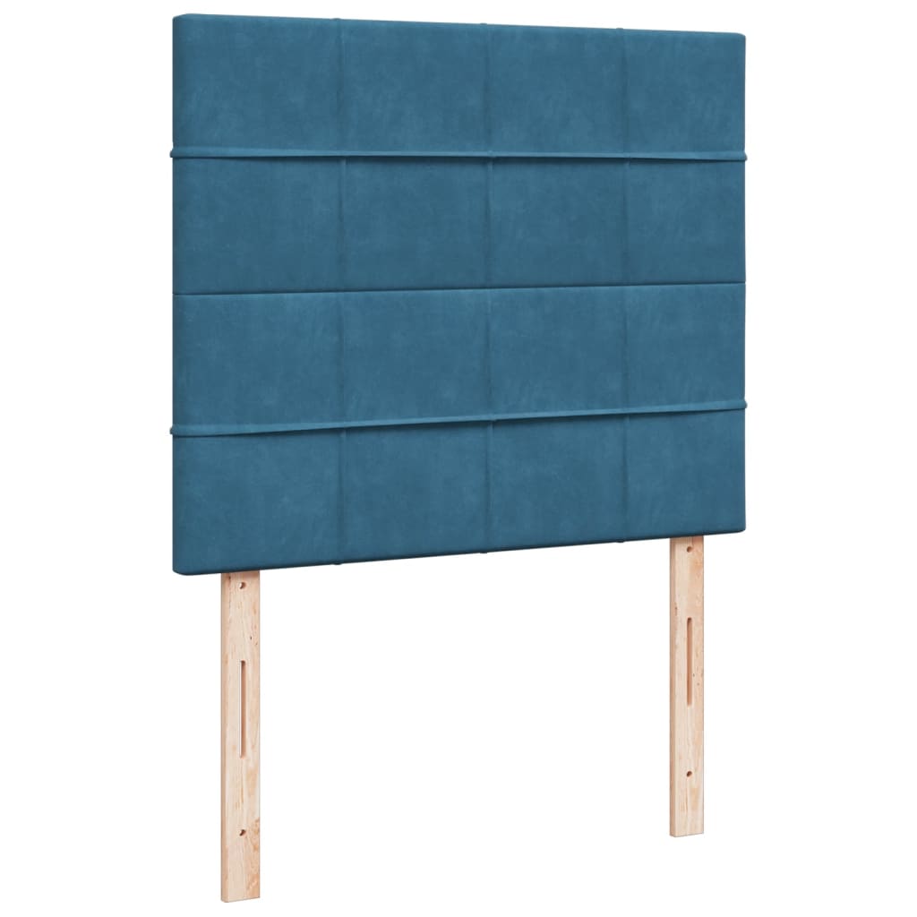 vidaXL Box Spring Bed with Mattress Blue 120x190 cm Small Double Velvet