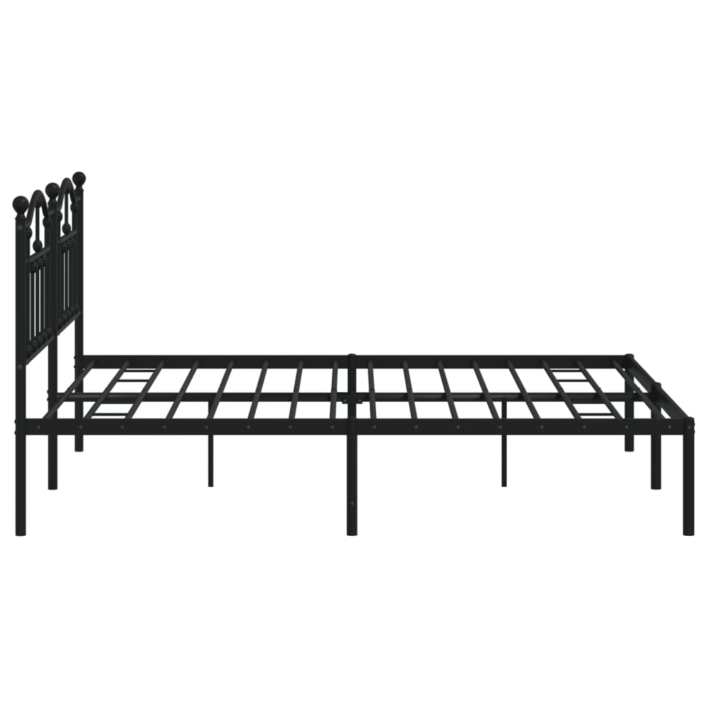 vidaXL Metal Bed Frame without Mattress with Headboard Black 183x213 cm